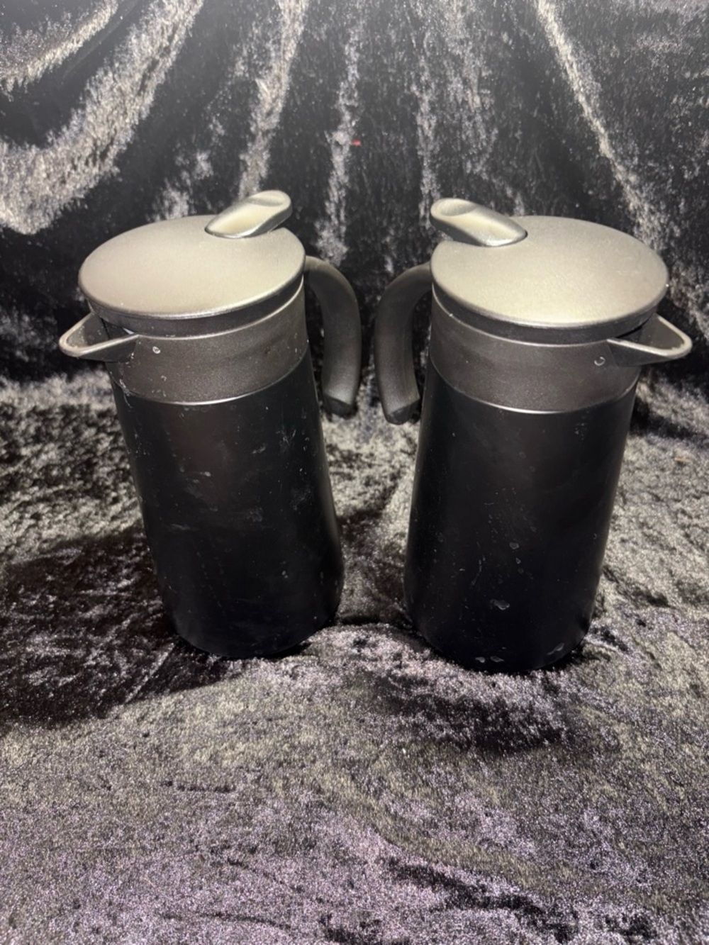 Set of 2 Matte Black Thermal Coffee Carafe Pitchers (Insulated Vacuum Flask)